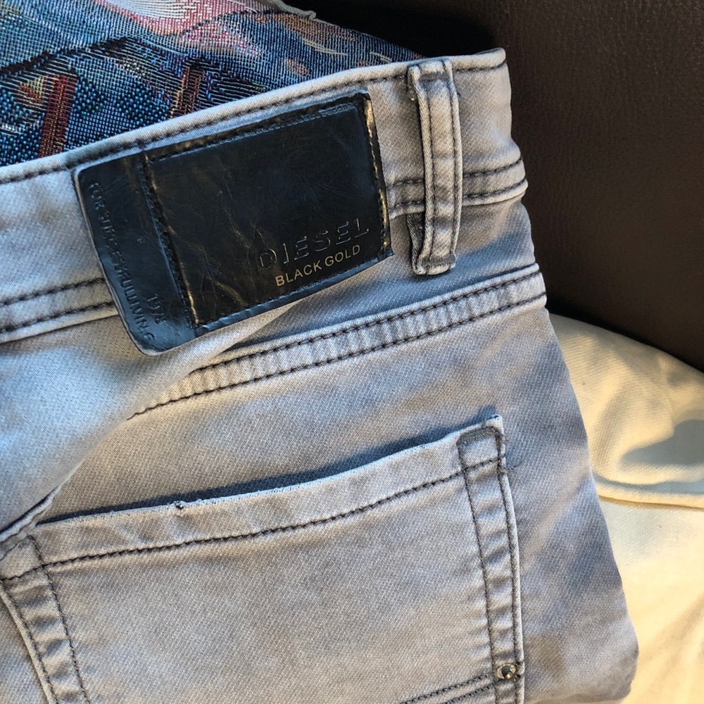 Diesel Black Gold made in Italy jeans with black leather patch